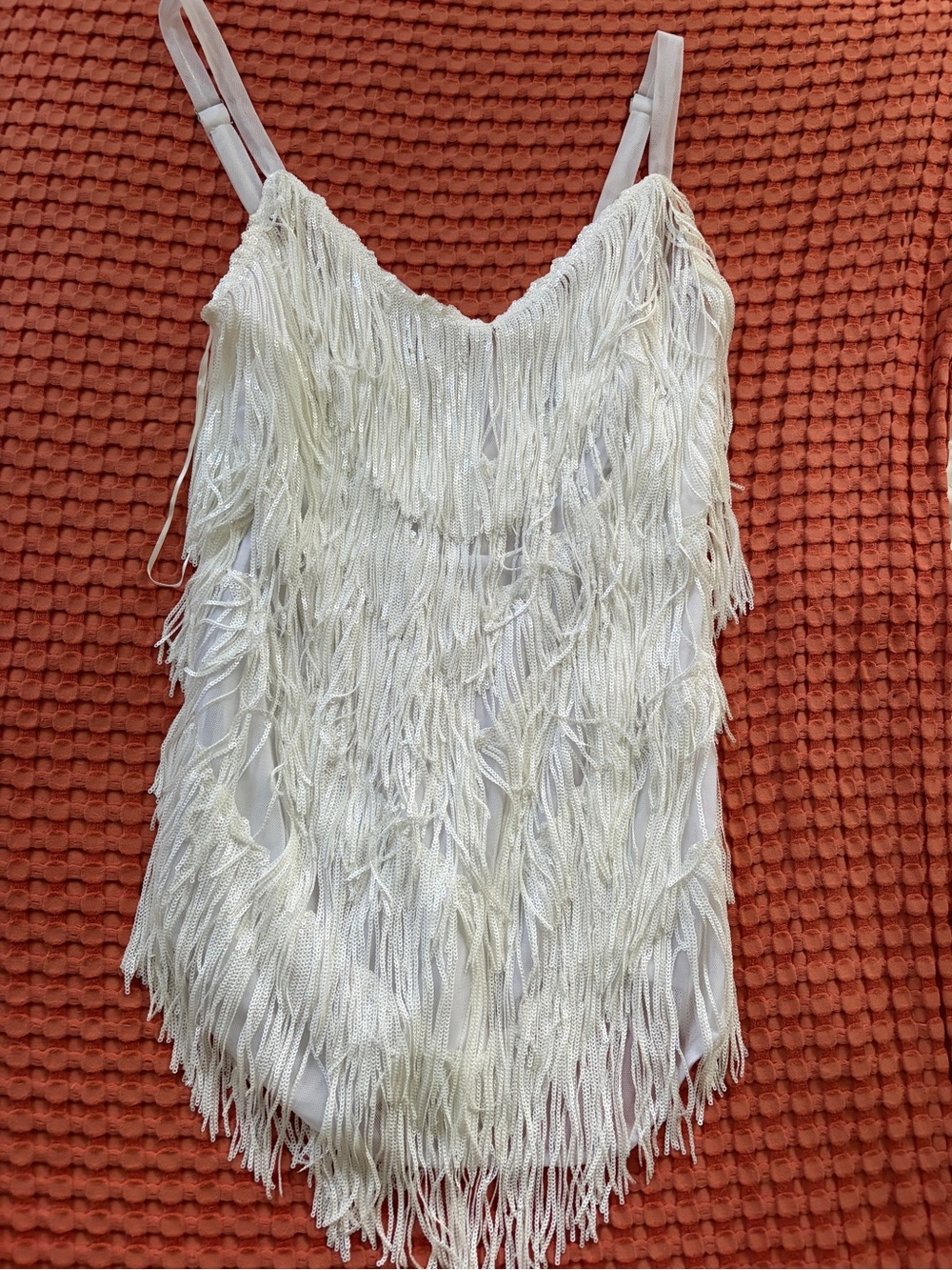 White Fringe Mini Dress